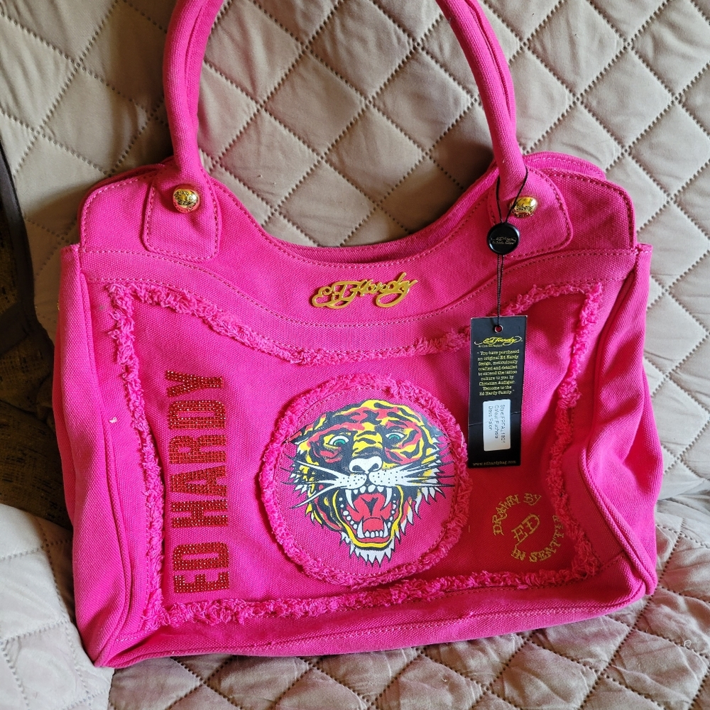 Ed Hardy Pink Tote NWT